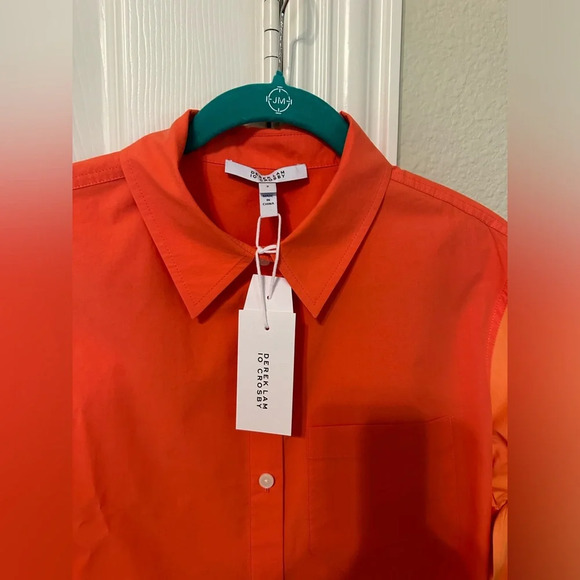 Derek Lam 10 Crosby coral two-tone long sleeve shirt with pleated detail nwt - Picture 6 of 10